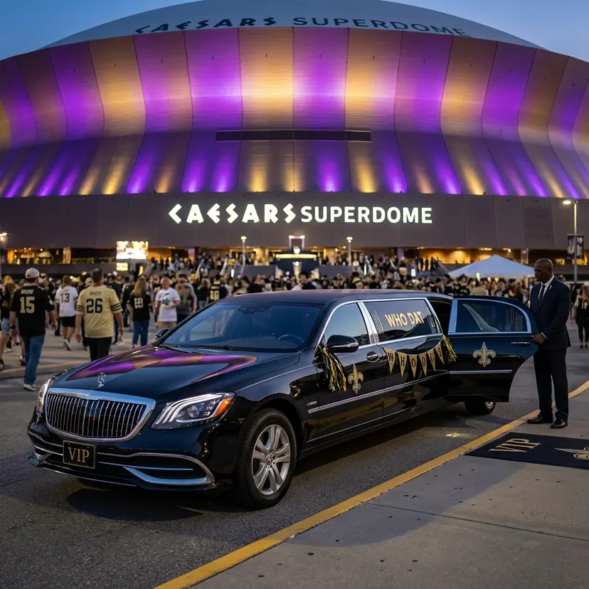 New Orleans Saints Football Limousine Service with Jazzy Limousines, New Orleans luxury transportation